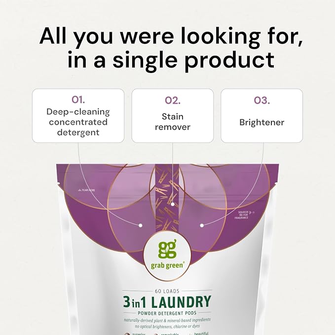 Grab Green 3-in-1 Laundry Detergent Pods, Vetiver Scent, Plant and Mineral Based - Image 4