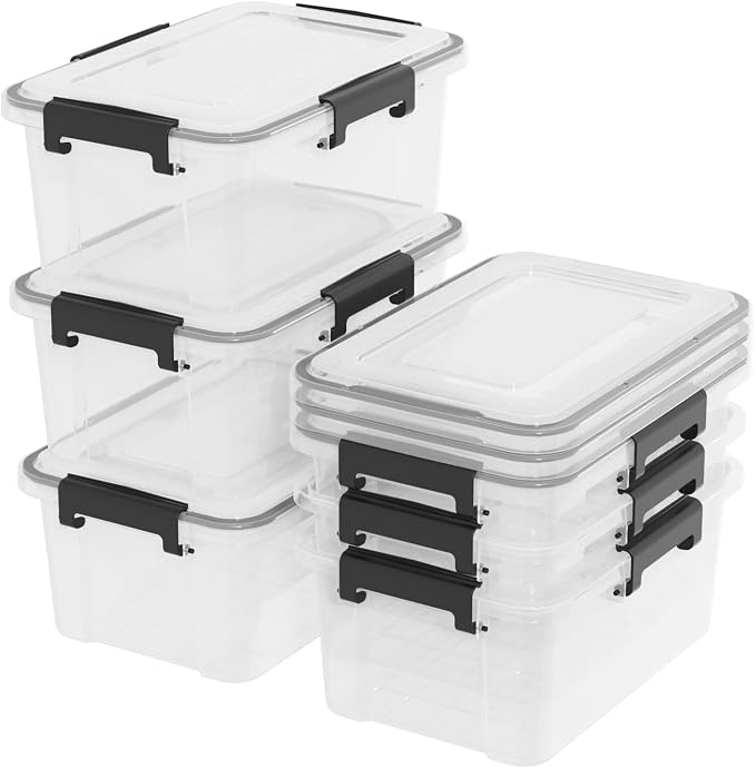 12 Quart Clear Storage Latching Bin, Plastic Pet Food Bins, 6 Packs - Image 2