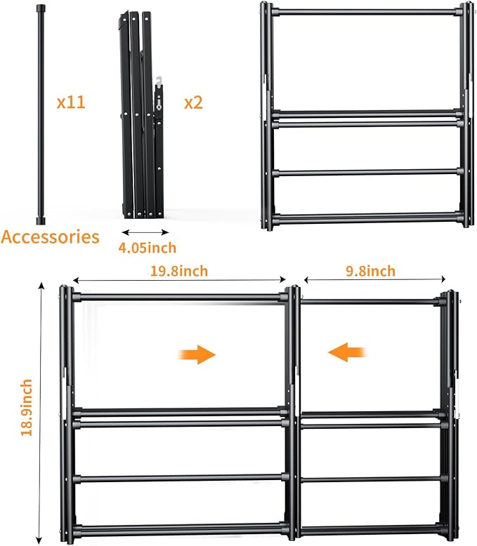 3 Tier Clothes Drying Rack, Foldable & Portable Clothing Drying Rack, - Image 6