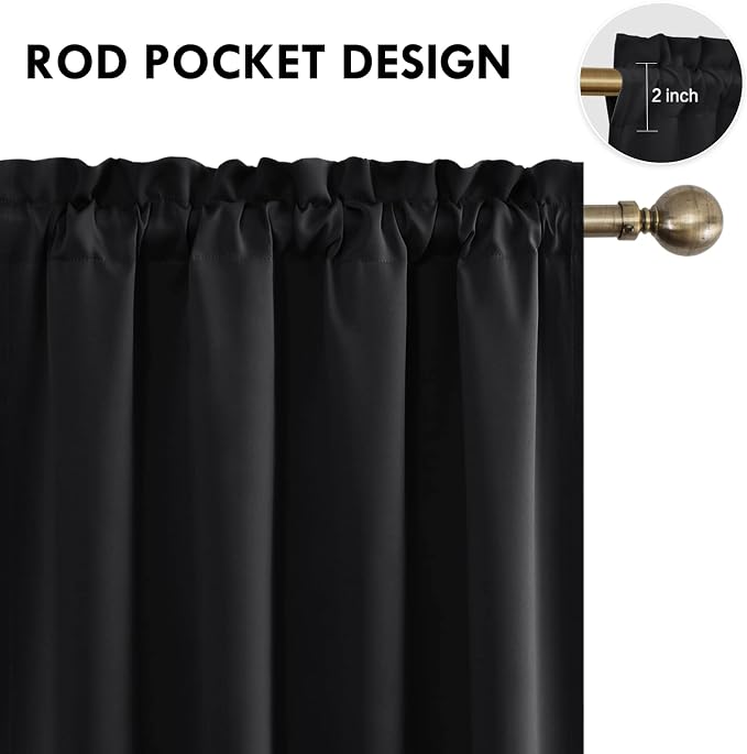 DWCN Blackout Curtains for Bedroom – Rod Pocket Thermal Insulated Noise - Image 4