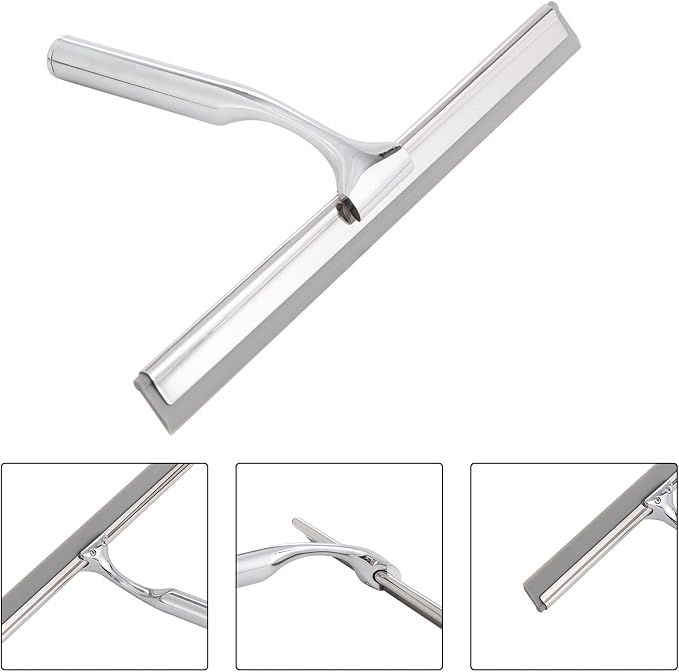 Ettori Shower Squeegee Clear Glass Wall Cleaner Stainless Steel - Image 7