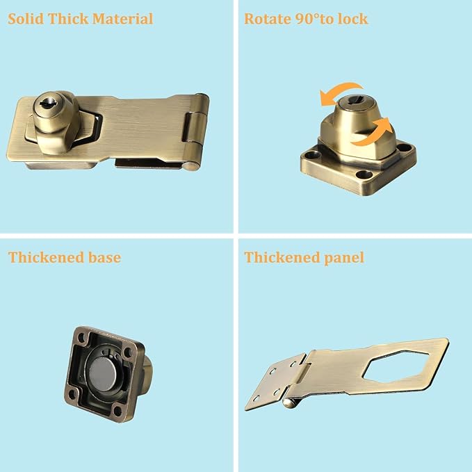 Alise Keyed Hasp Lock, 3 Inch Safety Packlock Clasp Hasp Lock Latch - Image 5