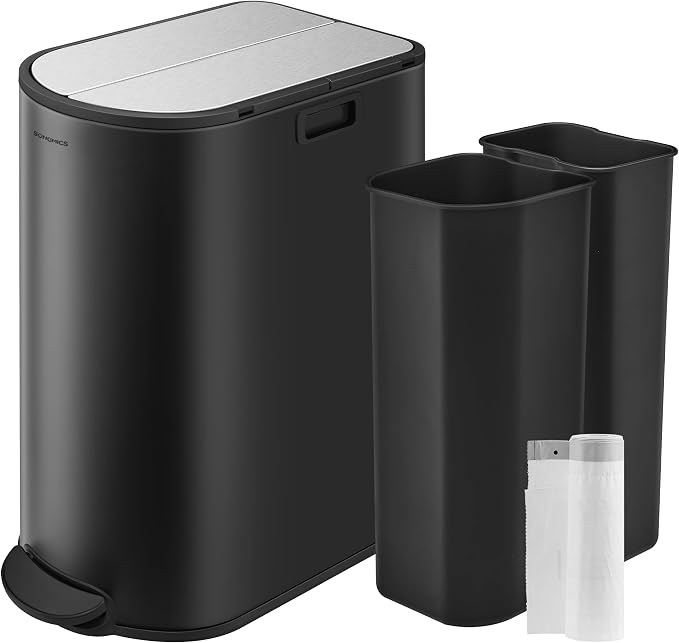 SONGMICS 13-Gallon Dual Kitchen Trash Can, 5.3 and 8 Gallon Compartments by SONGMICSbySONGMICSHOME