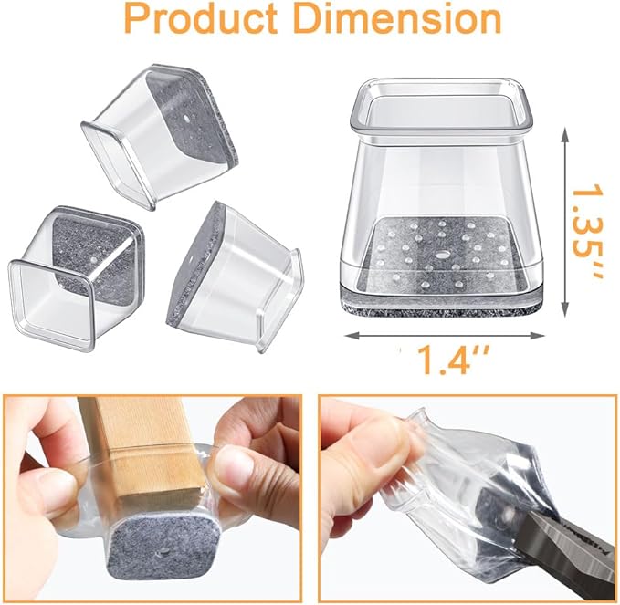 32 Pcs Square Chair Leg Protectors - Image 4
