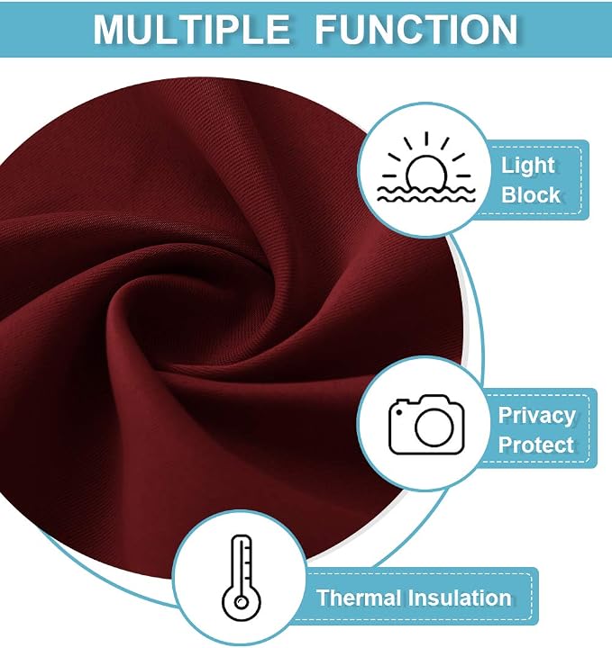 RYB HOME Large Curtains for Living Room 84 inches Length, W 70 x L 84, Burgundy - Image 6