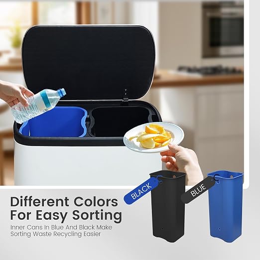 16 Gallon Dual Trash Can, Kitchen Recycling Bins - Image 7