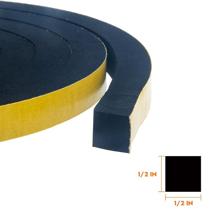 Windows Sealing Tape 2-Pack, 1/2 Inch Wide X 1/2 Inch Thick, Closed Cell Foam - Image 2