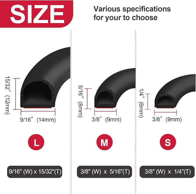 【New Upgrade】 Silicone Door Weather Stripping Door Seal Strip, 19.7 Feet - Image 3