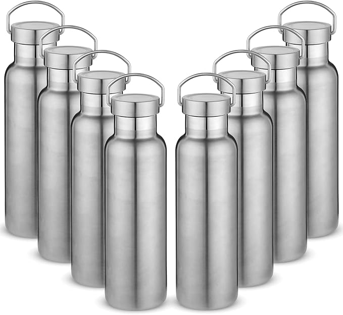 Neihepal 20 oz Insulated Water Bottles Bulk 8 Pack, Stainless Steel Double Wall by Neihepal