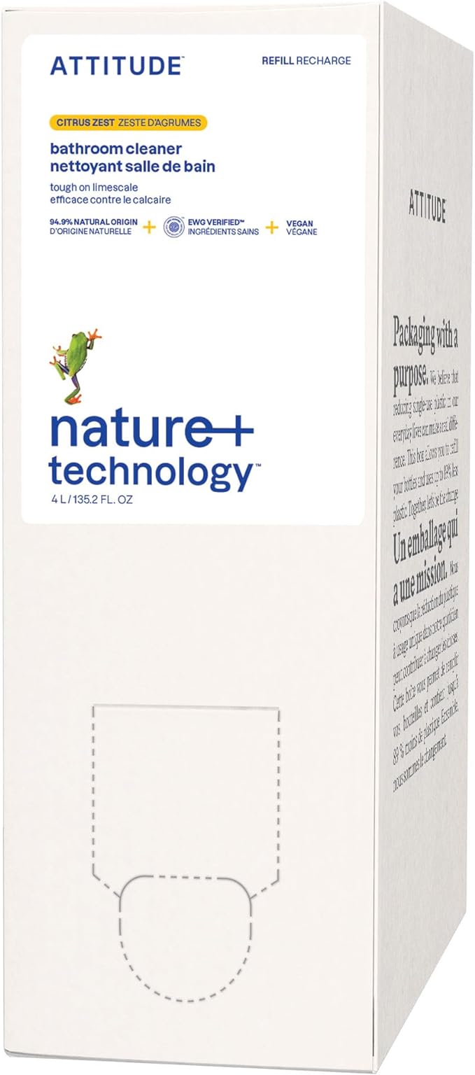 ATTITUDE Bathroom Cleaner Spray Refill, EWG Verified, Plant-Based & Vegan by ATTITUDE