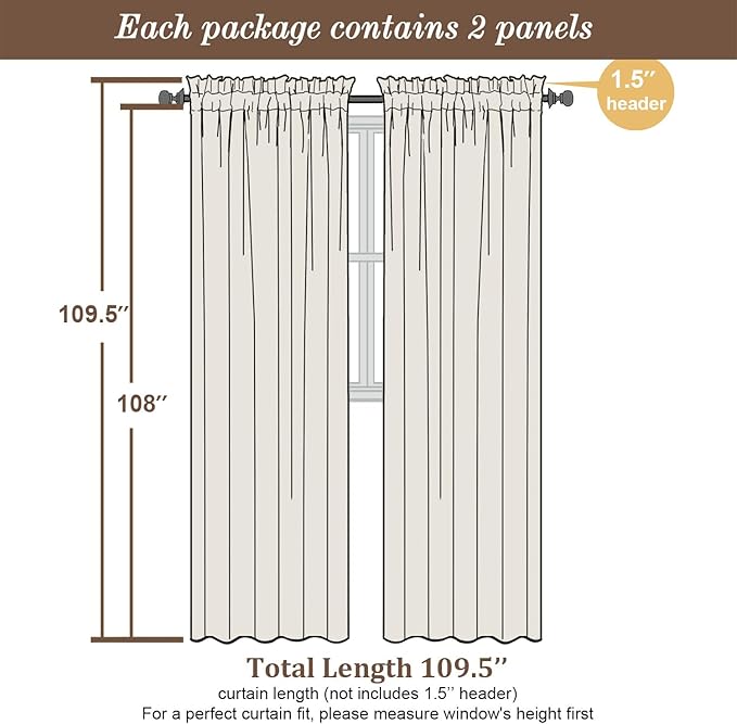 Chyhomenyc Extra Long Sage Green Sheer Curtains 108 Inches Long 2 Panels - Image 2