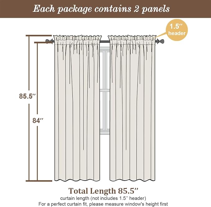 Chyhomenyc Burnt Orange Sheer Curtains 84 Inch Length 2 Panels, Light Filtering - Image 2