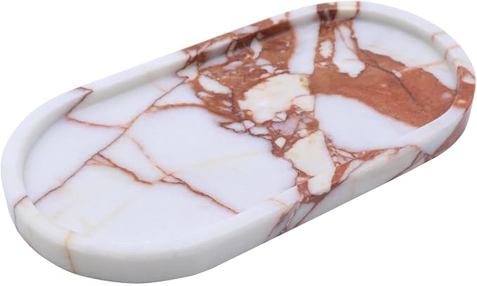 Natural Marble Tray, Oval Vanity Decorative Tray - Image 2