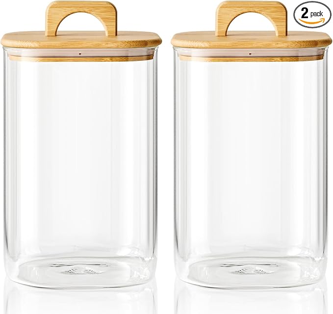 Sweejar 4 qt Large Jars with Bamboo Lids, 1 Gallon Glass Candy Jar with Lid by Sweejarco1949