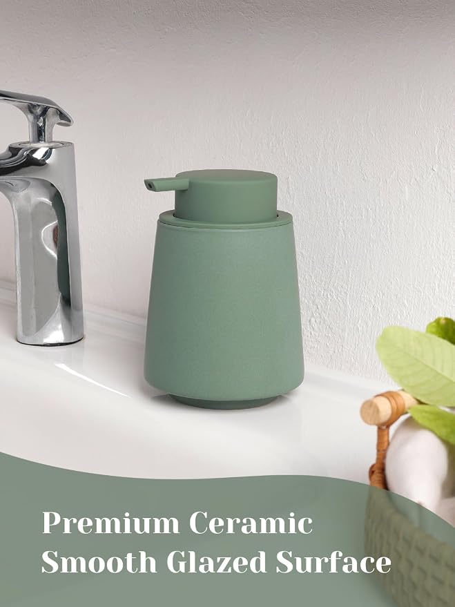 INGOFIN Ceramic Soap Dispenser, 14 oz Bathroom Hand Soap Dispenser, Liquid - Image 6