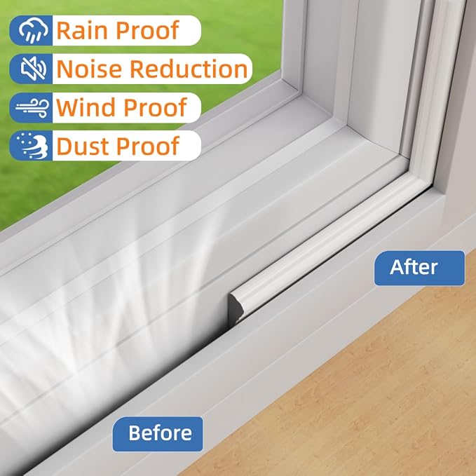 Wedge-Shape Window Weather Stripping Door Frame Seal Strip 2Pcs×196" White - Image 6