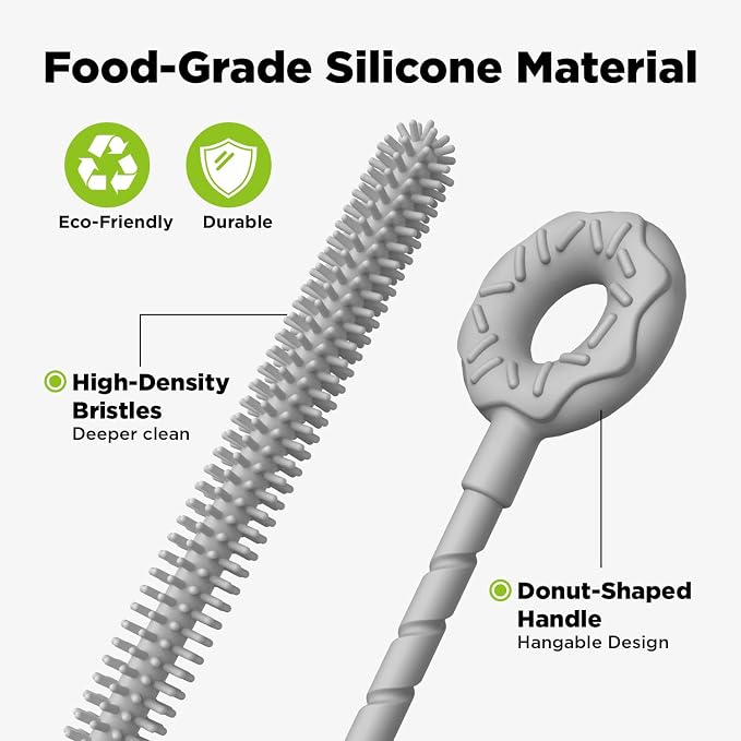 2 Pcs Silicone Straw Cleaner Brush, Extra Long Cleaning Brushes - Image 4