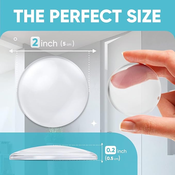 Strongest Home Wall & Door Handle Stopper 2" Set of 10 Pieces of Clear Rubber - Image 3