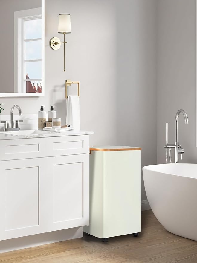 efluky Laundry Basket with Wheels, Tall Rolling Laundry Hamper with Lid and - Image 6