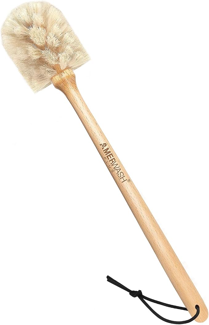 Bottle Brush Cleaner with Horsehair Bristles, 13-3/4 Inch Long Wood Handle by AMERWASHPLUS