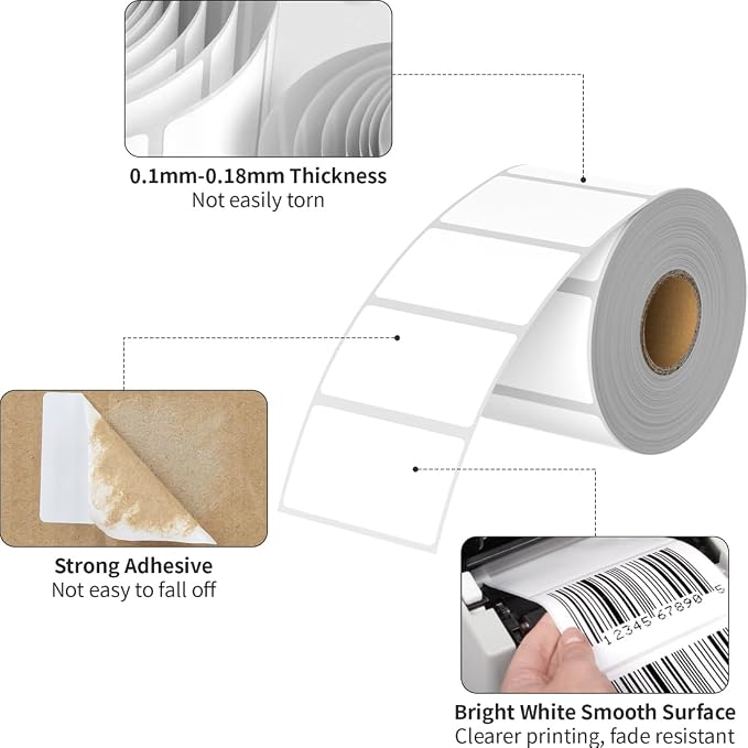 Thermal Labels 2.25 x 1.25, Adhesive Label Stickers 12 Rolls 12000 Label Papers - Image 3