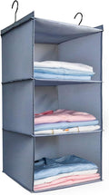 Hanging Closet Organizer and Storage 3-Shelf, Easy Mount Foldable Hanging by DonYeco