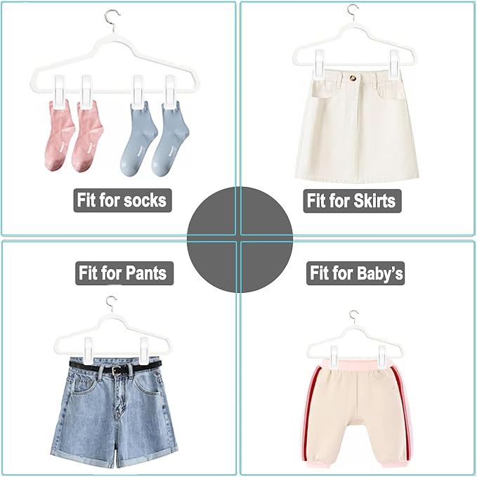 Hanger Clips for Velvet Hangers, Non-Slip Plastic Clips Pant Skirt Hanger Clips - Image 3