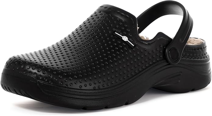Womens Mens Fur Lined Clogs Waterproof Garden Shoes Winter Warm Fleece Lining by Gaatpot