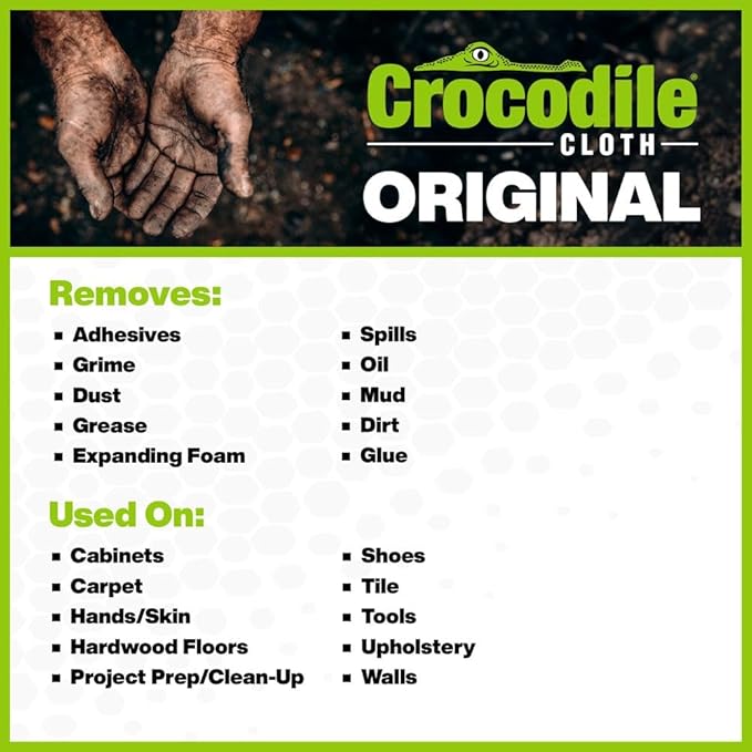Crocodile Cloth Original Cleaning Wipes, Water-Based, Safe on Skin, Cuts Grease - Image 5