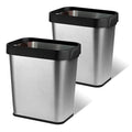 2 Pack Stainless Steel Trash Can 2 Gallon, Open Top Trash Can, Rectangle by TooCust