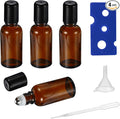 20ML Roller Bottles for Essential Oil, 4 Pack Empty Amber Glass Roller Bottle by HEYLEAYAR