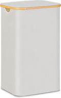 100L Laundry Hamper with Lid, Lagre Basket with Bamboo Handles, Foldable by Merkisa