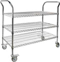 Northsky 3-Shelf Wire Utility Cart on Wheels, Chrome Finish Rolling Metal by NorthSky