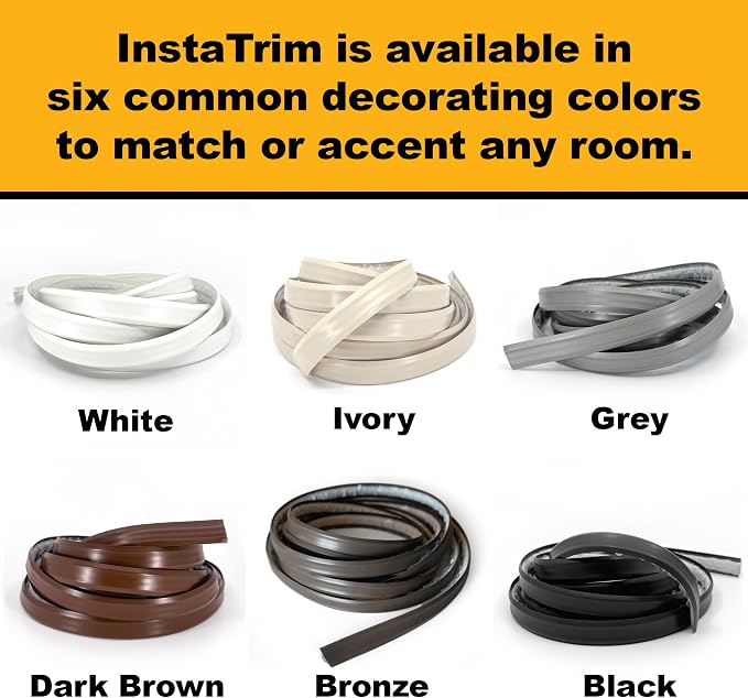 InstaTrim The Original Flexible Trim - 50ft Grey 3/4" Wide Caulk Tape - - Image 6