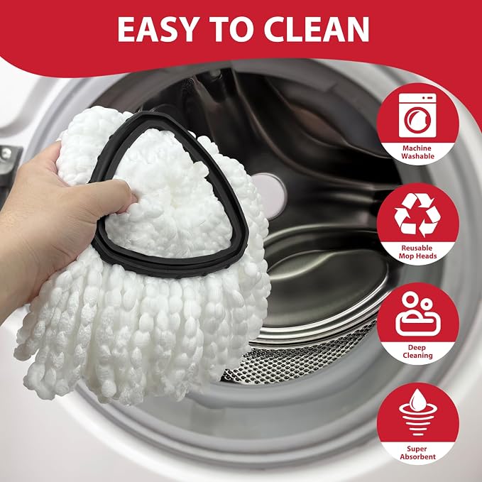 Spin Mop Replacement Set for O-Ceda EasyWring 1-Tank System, Includes 2 Mop - Image 7