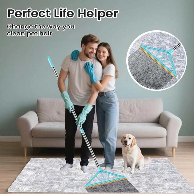 Carpet Rake for Pet Hair Removal, Reusable Pet Hair Remover, 55”Adjustable Long - Image 7