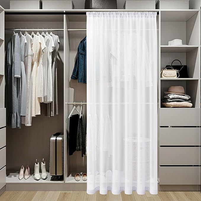 Tollpiz Sheer Curtain Closet Linen Textured Curtain Sheers Doorway Light - Image 3