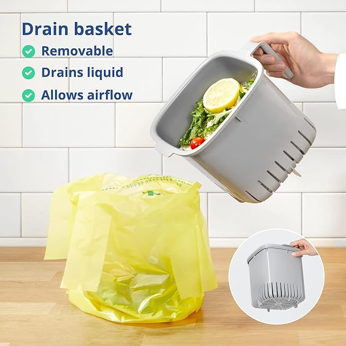 Blue Ginkgo Kitchen Compost Bin – Filter-Free, Odor-Tight Countertop Food Waste - Image 5