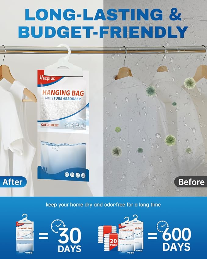 Vacplus Moisture Absorbers Packets, Fragrance Free 20 Pack, Humidity Packs - Image 3