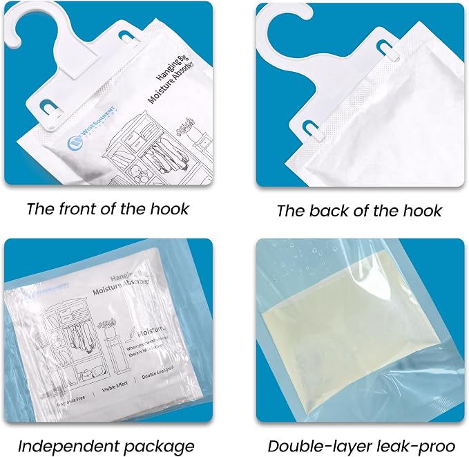 Moisture Absorber Hanging Bags 12 Pack - 7 oz Fragrance-Free Dehumidifier - Image 6