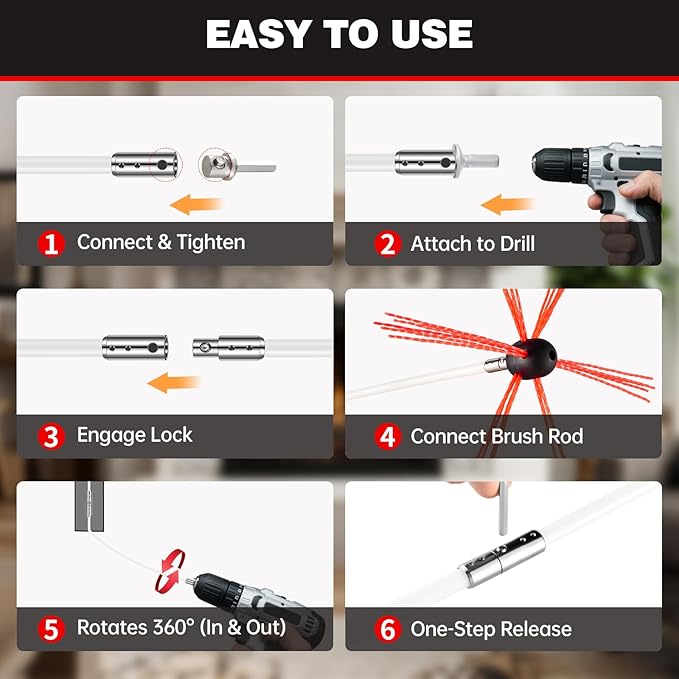 30 Feet Chimney Sweep Kit, Chrome Button Locking System, Chimney Cleaning Kit - Image 5