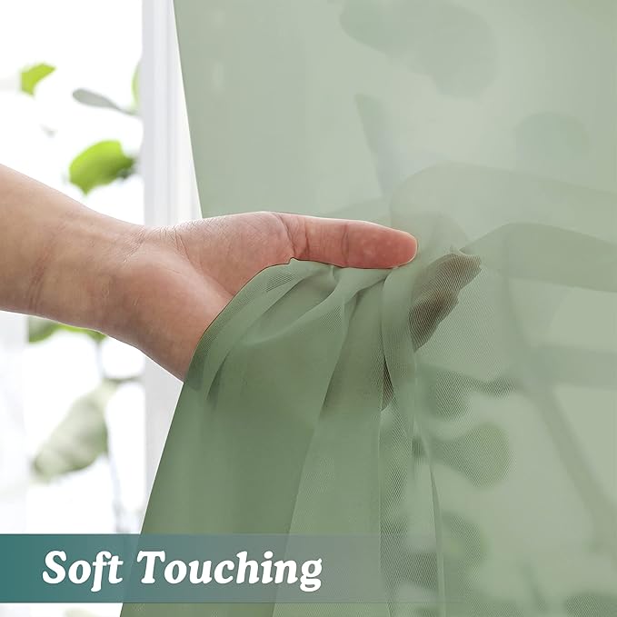 Chyhomenyc Sheer Window Curtains 144 inch Extra Long 2PCS, Airy Scarf Drapes - Image 2