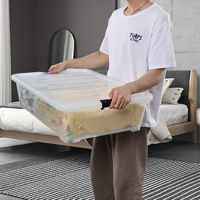3-Pack 50 Quart Under the Bed Low Profile Storage Boxes, Large Under Bed - Image 4