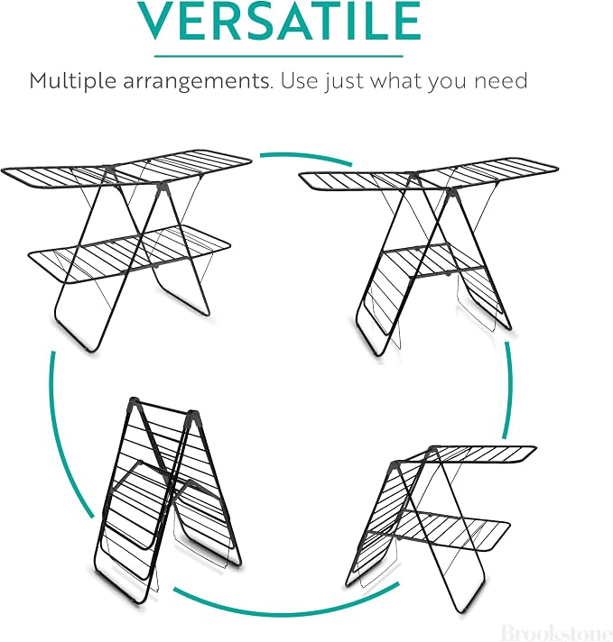 Brookstone 2 Tier Folding Rack – Indoor/Outdoor Collapsible Clothes Dryer Stand - Image 5