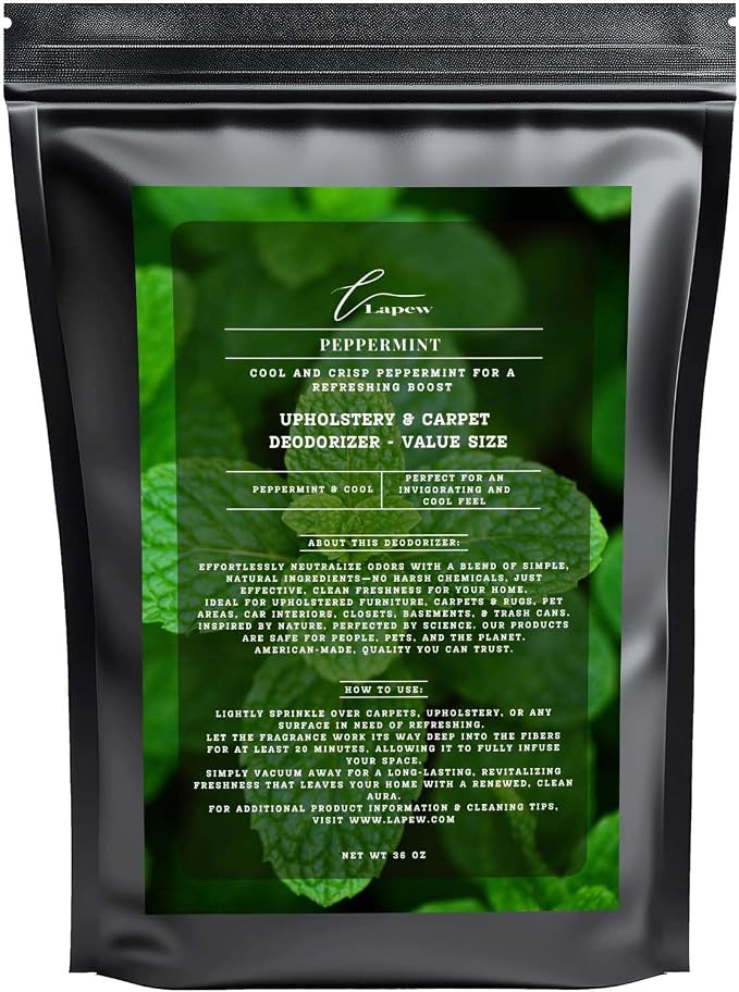 Peppermint Carpet Freshener Powder Refill 36 oz | Powerful Odor Eliminator by Lapew