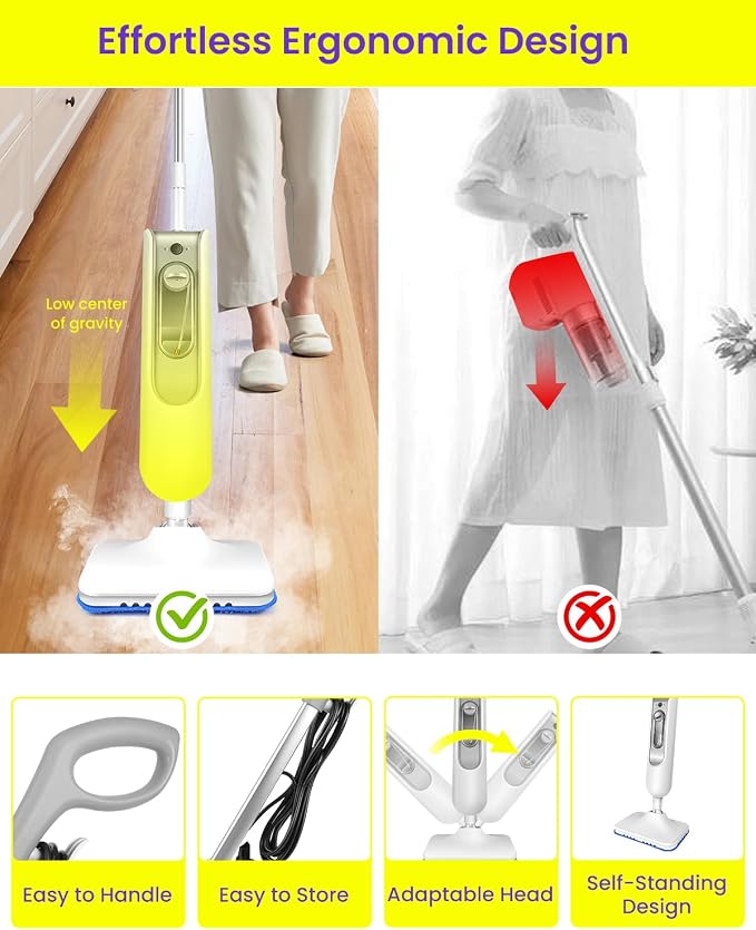 Steam Mop for Floor Cleaning, Effortless Ergonomic Design Floor Steamer for - Image 5