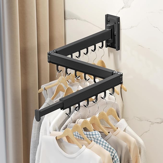 Wall Mounted Clothes Drying Rack, Collapsible Laundry Drying Rack, Retractable - Image 5