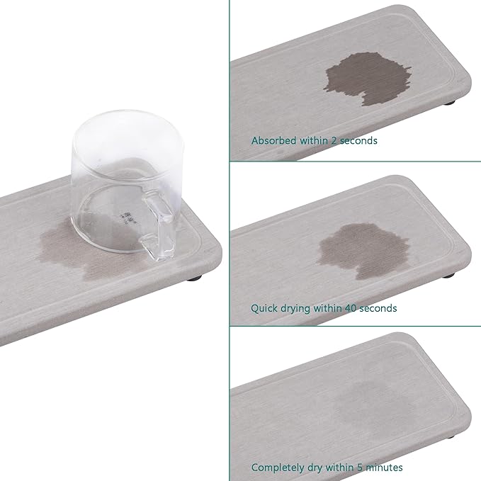 2 Pcs Water Absorbing Stone Trays, Kitchen/Bathroom Sink Soap Dish, Diatomite - Image 7