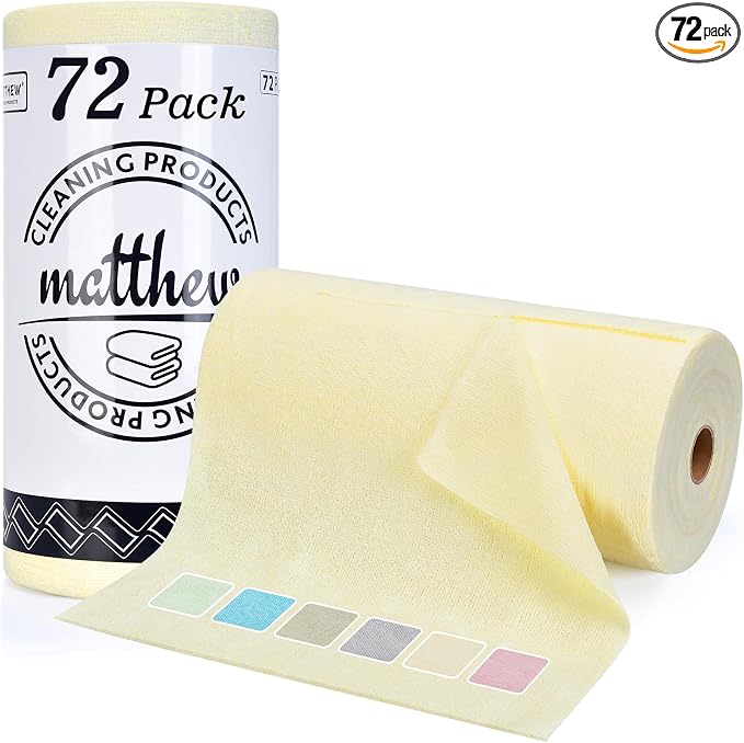 Matthew Microfiber Cleaning Cloth Roll 72Pack Reusable Paper Towels&Washable by MATTHEWCLEANINGPRODUCTS
