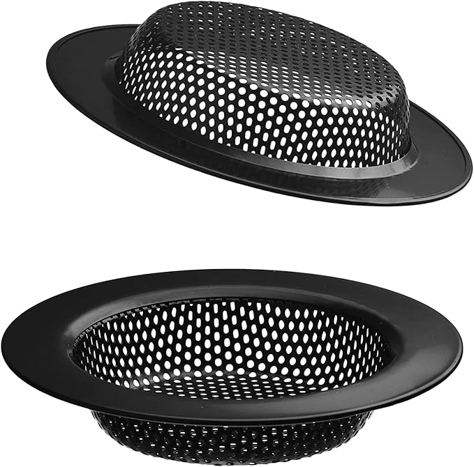 2 Pcs Black Stainless Steel Mesh Sink Drain Strainer, 3.54" Top/2.16" Kitchen by BESSEEK